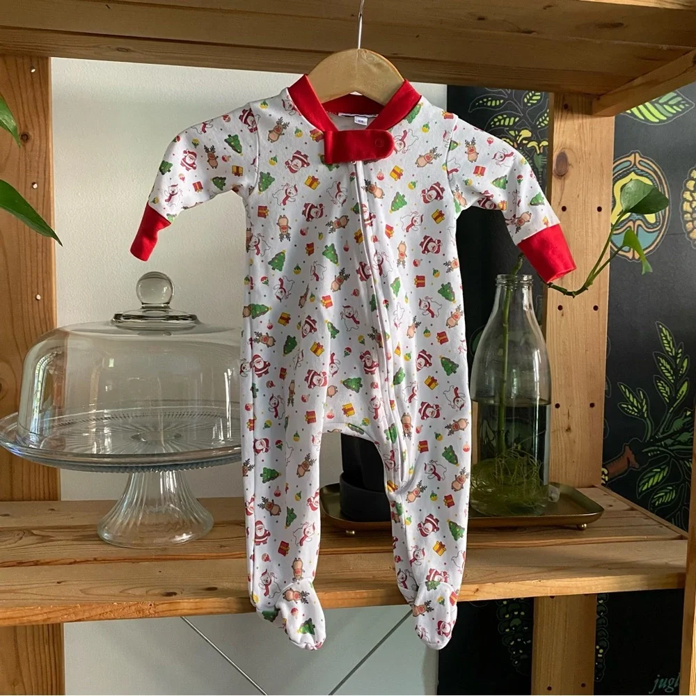 Magnolia Baby Christmas Print Pima Cotton Footie